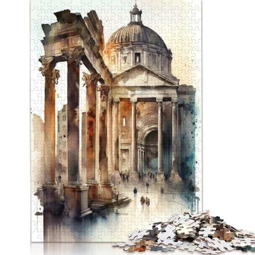 1000-teiliges Puzzle „Das Forum Rom – Aquarell“ für Erwachsene und Jugendliche, Papierpuzzle, nachhaltiges Puzzle für Erwachsene | Spiele 1000 Teile (38 x 26 cm) von GQmoney