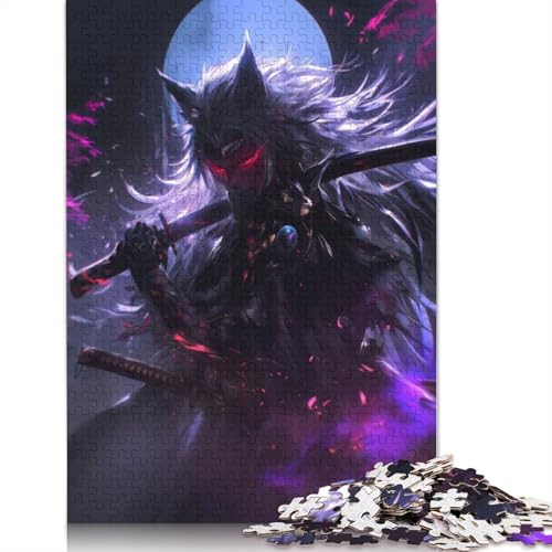 1000-teiliges Puzzle „Der Kitsune Samurai“ für Erwachsene, Holzpuzzle, Lernspielzeug, 1000 Teile (75 x 50 cm) von GQmoney