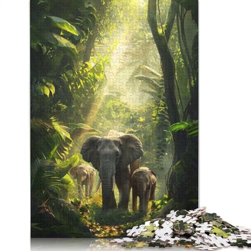 1000-teiliges Puzzle „Elefanten-Dschungelreise“, Schwierigkeitsgrad, Lernspiele, Spielzeug, 1000 Stück (75 x 50 cm) von GQmoney