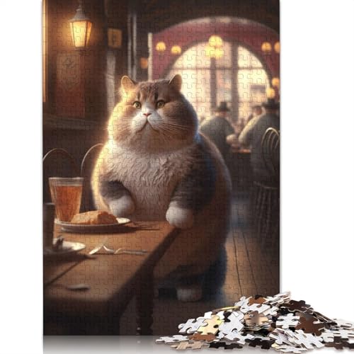 1000-teiliges Puzzle „Fat Cat Restaurant“ für Erwachsene, Holzpuzzle, Lernspielzeug, 1000 Teile (75 x 50 cm) von GQmoney