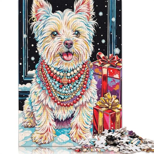 1000-teiliges Puzzle „Festlicher Hund mit Geschenken“ für Erwachsene und Teenager, Papierpuzzle, Lernspiel, Herausforderung, Spielzeug, Geburtstagsgeschenke, 1000 Stück (38 x 26 cm) von GQmoney