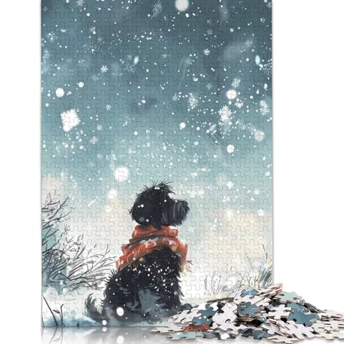1000-teiliges Puzzle „Hund im Winterwunderland, Schnee“ für Erwachsene, Puzzles für Erwachsene, Puzzles, einzigartige Heimdekoration und Geschenke, 1000 Teile (75 x 50 cm) von GQmoney