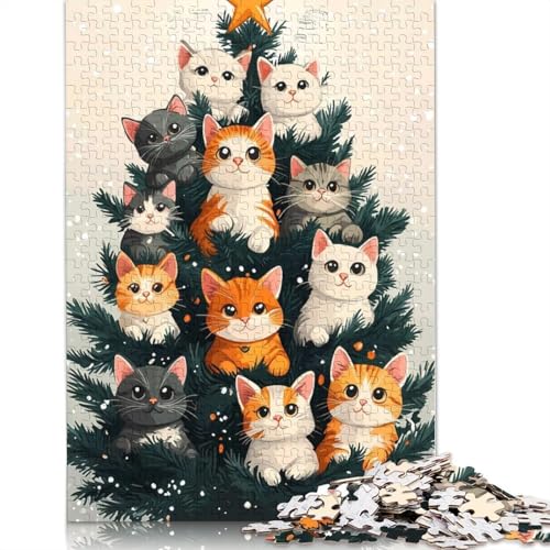 1000-teiliges Puzzle „Katzen auf dem Weihnachtsbaum“ für Erwachsene, Papierpuzzle für Erwachsene und Jugendliche, Lernpuzzle, 1000 Teile (75 x 50 cm) von GQmoney