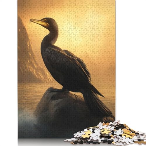 1000-teiliges Puzzle „Kormoran bei Sonnenuntergang“, Schwierigkeitsgrad, Lernspiele, Spielzeug, 1000 Teile (75 x 50 cm) von GQmoney