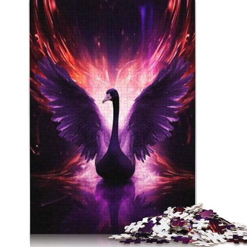 1000-teiliges Puzzle „Lila Feuerschwan“ für Erwachsene, Holzpuzzles für Erwachsene und Teenager, Familienunterhaltungsspielzeug, 1000 Stück (75 x 50 cm) von GQmoney
