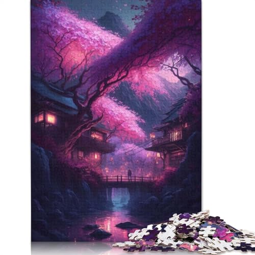1000-teiliges Puzzle „Mystisches Japanisches Dorf“, Schwierigkeitsgrad für Erwachsene, Lernspielzeug, Spiele, Familiendekoration, 1000 Stück (75 x 50 cm) von GQmoney