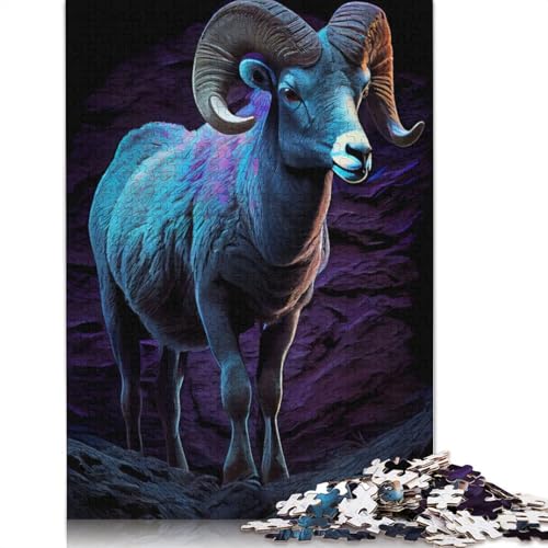 1000-teiliges Puzzle „Neon Bighorn Stance“, Schwierigkeitsgrad für Erwachsene, Lernspielzeug, Spiele, 1000 Stück (75 x 50 cm) von GQmoney