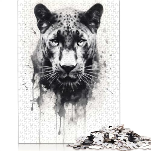1000-teiliges Puzzle „Puma Beauty Black Ink“ für Erwachsene, Puzzle, Lernspiel, Herausforderungsspielzeug, 1000 Teile (38 x 26 cm) von GQmoney
