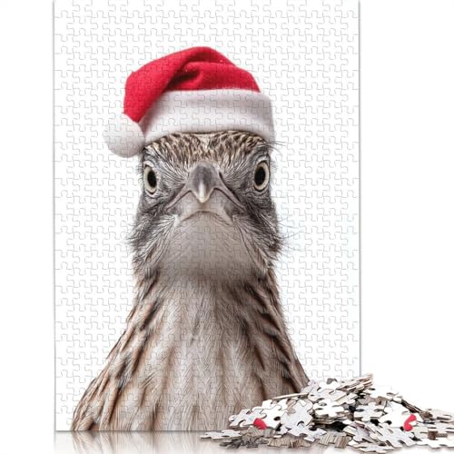 1000-teiliges Puzzle „Roadrunner mit Weihnachtsmannmütze“ für Erwachsene und Teenager, Papierpuzzle, Lernspiel, Herausforderung, Spielzeug, Geburtstagsgeschenk (75 x 50 cm) von GQmoney