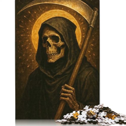 1000-teiliges Puzzle „Saint Grim Reaper Dark Art“ für Erwachsene, Papierpuzzles für Erwachsene, Teenager, Mann, Frau, Geschenk, 1000 Stück (38 x 26 cm) von GQmoney