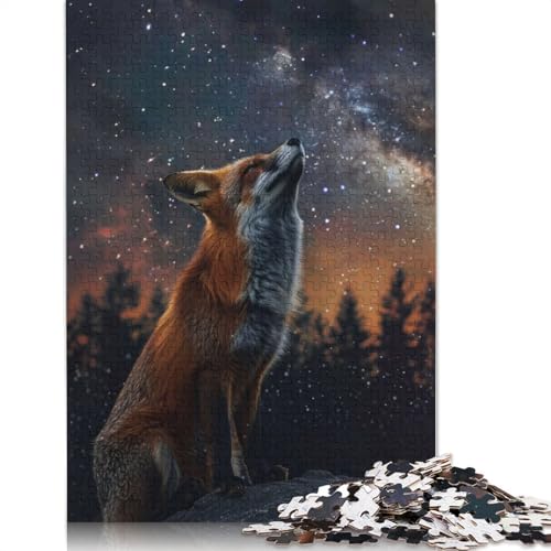 1000-teiliges Puzzle „Sternennachtfuchs“, Schwierigkeitsgrad, Lernspiele, Spielzeug, 1000 Stück (38 x 26 cm) von GQmoney