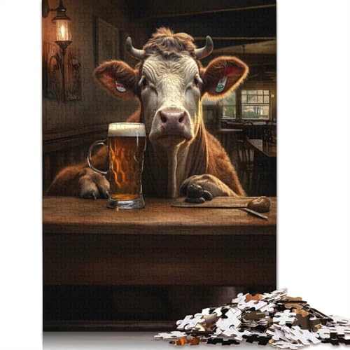 1000-teiliges Puzzle „Tippsy Moo Moment“ für Erwachsene, Papierpuzzle, Lernspiel für Erwachsene Teenager, 1000 Teile (38 x 26 cm) von GQmoney