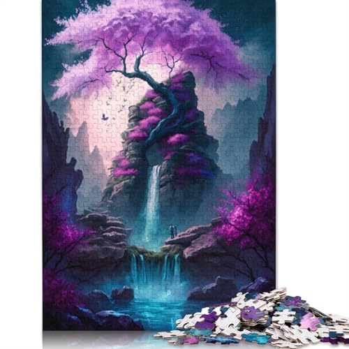 1000-teiliges Puzzle „Violetter magischer Baum“, Schwierigkeitsgrad, Lernspiele, Spielzeug, 1000 Teile (38 x 26 cm) von GQmoney