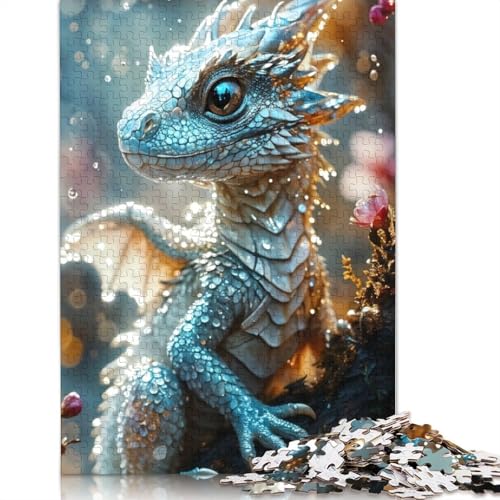1000-teiliges Puzzle „Weißer magischer Babydrache“ für Erwachsene, Geschenke, Holzpuzzles für Erwachsene und Teenager, Familienunterhaltungsspielzeug, 1000 Teile (75 x 50 cm) von GQmoney