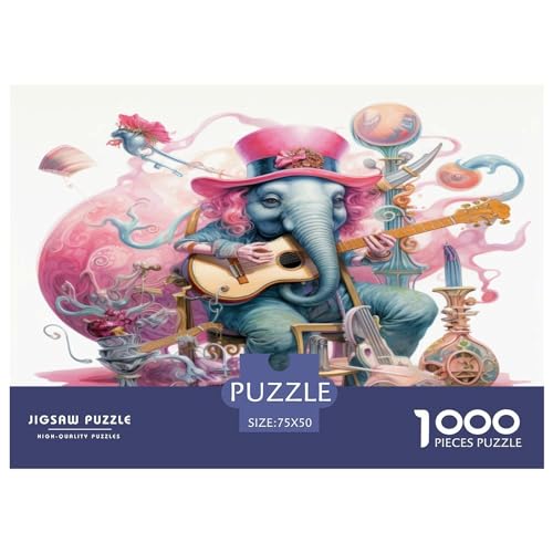 1000-teiliges Puzzle Elefant für Erwachsene Kinder Holzpuzzle Lernspielzeug 1000 Teile (75 x 50 cm) von GQmoney
