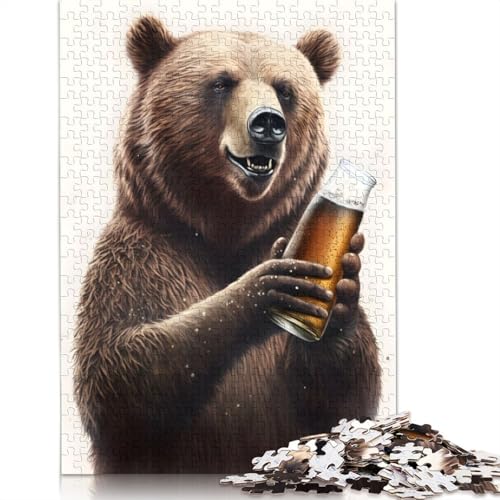 1000-teiliges Puzzle für Erwachsene, Bären- und Bier-Puzzle, Holzpuzzle für Erwachsene, Familienunterhaltungsspielzeug, 1000 Teile (75 x 50 cm) von GQmoney