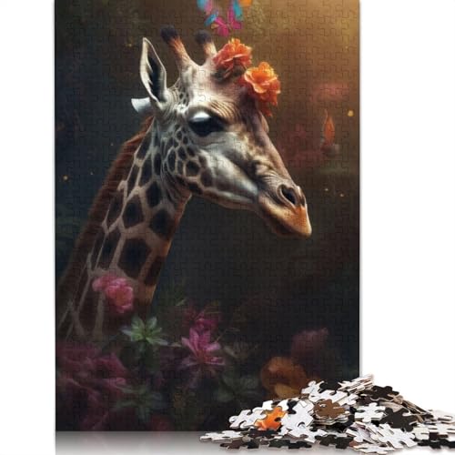 1000-teiliges Puzzle für Erwachsene, Giraffe, zeitgenössische Kunst, quadratisches Holzpuzzle für Erwachsene, Lernspiel, Herausforderungsspielzeug, 1000 Stück (75 x 50 cm) von GQmoney