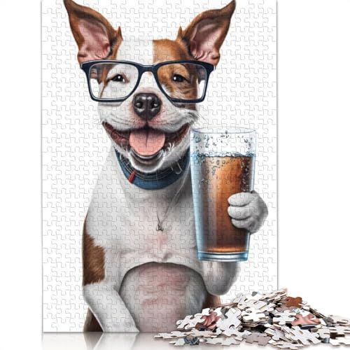1000-teiliges Puzzle für Erwachsene, Hund und EIN Glas Bier, Holzpuzzle für Erwachsene, Familienunterhaltungsspielzeug, 1000 Teile (75 x 50 cm) von GQmoney