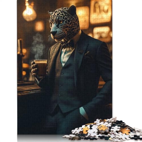 1000-teiliges Puzzle für Erwachsene, Jaguar und eine Tasse Tee, Holzpuzzle für Erwachsene, Familienunterhaltungsspielzeug, 1000 Teile (75 x 50 cm) von GQmoney