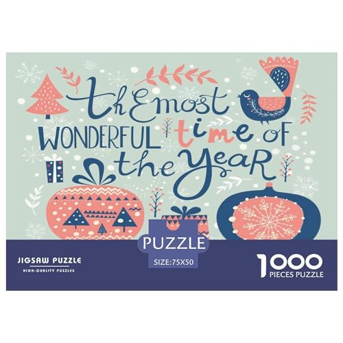 1000-teiliges Puzzle für Erwachsene, Kinder, Weihnachtspuzzle, Holzpuzzle für Erwachsene, Familienunterhaltungsspielzeug, 1000 Stück (75 x 50 cm) von GQmoney