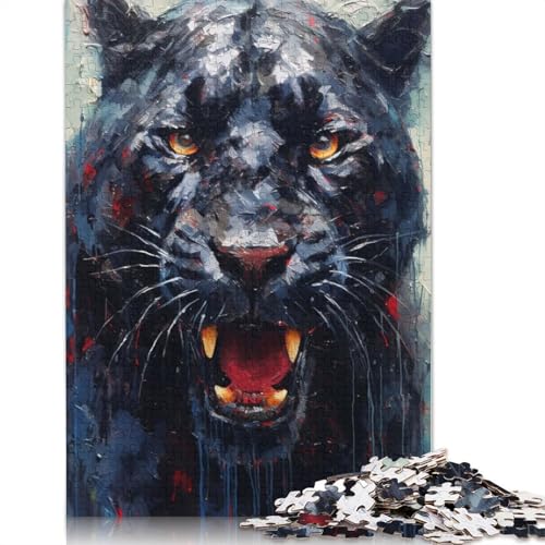 1000-teiliges Puzzle für Erwachsene, Paletten-Panther-Malerei-Puzzle, Holzpuzzle für Erwachsene, Familienunterhaltungsspielzeug, 1000 Stück (75 x 50 cm) von GQmoney