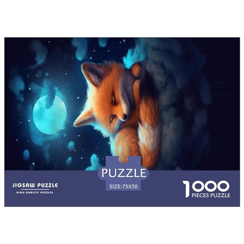 1000-teiliges Puzzle für Erwachsene, Puzzle-Sets mit schlafendem Fuchs für Familien, Holzpuzzles, Brain Challenge-Puzzle, 1000 Teile (75 x 50 cm) von GQmoney