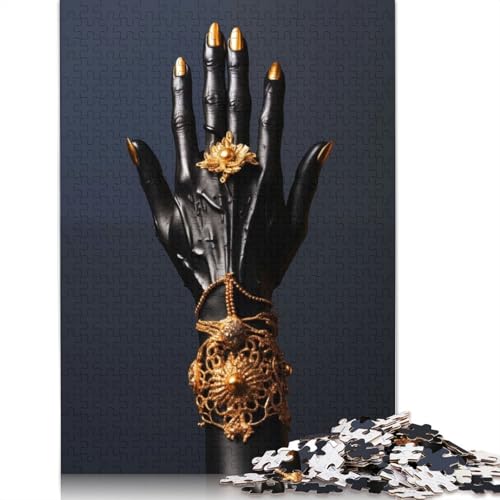 1000-teiliges Puzzle für Erwachsene, Schwarz-Gold-Juwel Hand2, Puzzle für Erwachsene, Holzpuzzle, Familienunterhaltungsspielzeug, 1000 Teile (75 x 50 cm) von GQmoney