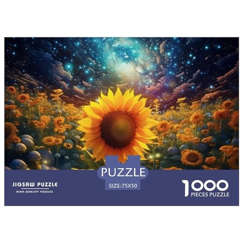 1000-teiliges Puzzle für Erwachsene, Sonnenblumen-Stern-Puzzle für Erwachsene und Kinder, Puzzle 1000-teiliges Spielspielzeug für Erwachsene, Familienpuzzle, Geschenk, 1000 Stück (75 x 50 cm) von GQmoney