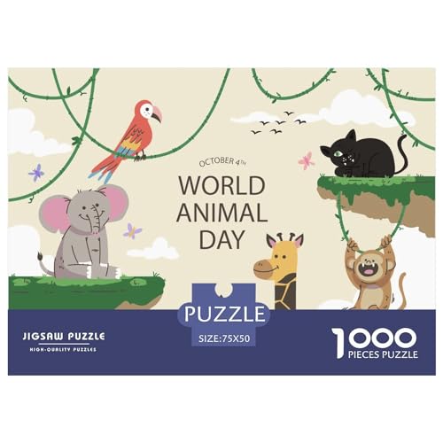 1000-teiliges Puzzle für Erwachsene, Tiere, Kinderpuzzle, 1000 Teile, Holzbrett-Puzzle – Entspannungspuzzlespiele – Denksport-Puzzle, 1000 Teile (75 x 50 cm) von GQmoney