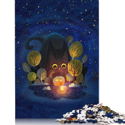 1000-teiliges Puzzle für Erwachsene, beleuchteter Wald, Holzpuzzle für Erwachsene, Familienunterhaltungsspielzeug, 1000 Stück (75 x 50 cm) von GQmoney