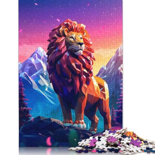 1000-teiliges Puzzle für Erwachsene, der Löwe, buntes 3D-Quadrat-Puzzle für Erwachsene und Holzpuzzles, Heimdekoration, 1000 Teile (75 x 50 cm) von GQmoney