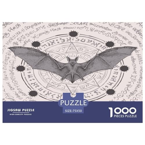 1000-teiliges Puzzle für Erwachsene, dunkle Fledermaus-Puzzles, 1000 Teile, Holzbrett-Puzzle – Entspannungspuzzlespiele, Denksport-Puzzle, 1000 Teile (75 x 50 cm) von GQmoney