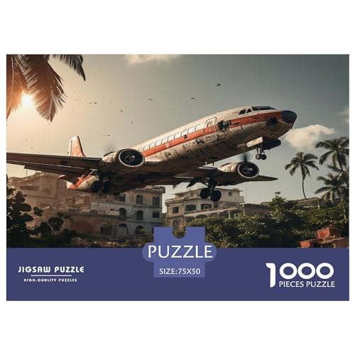 1000-teiliges Puzzle für Erwachsene, kubanisches Flugzeug-Fliegen-Puzzle, kreatives rechteckiges Holzpuzzle, Geschenk für Freunde und Familie, 1000 Stück (75 x 50 cm) von GQmoney