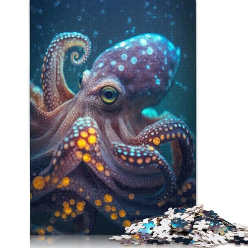 1000-teiliges Puzzle für Erwachsene, magisches Oktopus-Fantasie-Quadrat-Puzzle für Erwachsene, Holzpuzzle, praktisches Spiel, 1000 Teile (75 x 50 cm) von GQmoney