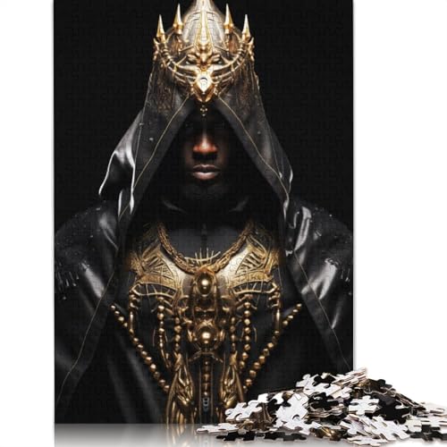 1000-teiliges Puzzle für Erwachsene, schwarz-goldenes King-Puzzle mit Kapuze für Erwachsene, Holzpuzzle, praktisches Spiel, 1000 Teile (75 x 50 cm) von GQmoney