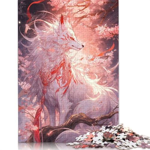 1000-teiliges Puzzle für Erwachsene, weißes Kitsune von Sakura, Holzpuzzle für Erwachsene, Familienunterhaltungsspielzeug, 1000 Teile (75 x 50 cm) von GQmoney