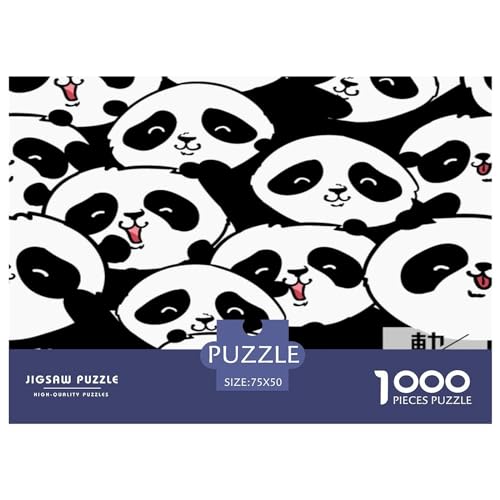 1000-teiliges Puzzle für Erwachsene und Kinder, Panda-Puzzle, kreatives rechteckiges Holzpuzzle, Geschenk für Freunde und Familie, 1000 Teile (75 x 50 cm) von GQmoney