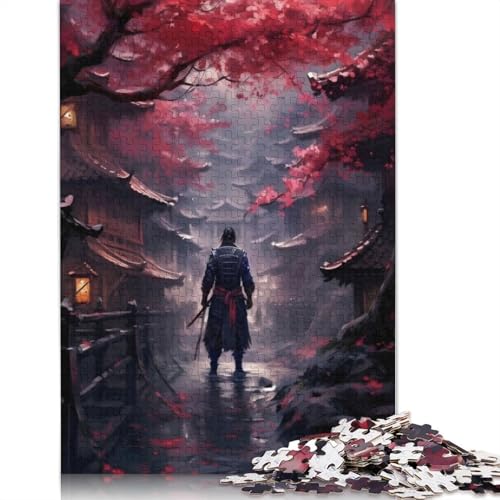 1000-teiliges Puzzle im Samurai-Sakura-Dorfstil, Puzzlespiel, Spielzeug für Erwachsene, Familienpuzzle, Geschenkpuzzle, Erwachsene, herausfordernd, 1000 Teile (38 x 26 cm) von GQmoney