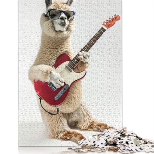 1000-teiliges Puzzle mit Alpaka-Gitarre, Schwierigkeitsgrad, Lernspiele, Spielzeug, 1000 Stück (38 x 26 cm) von GQmoney