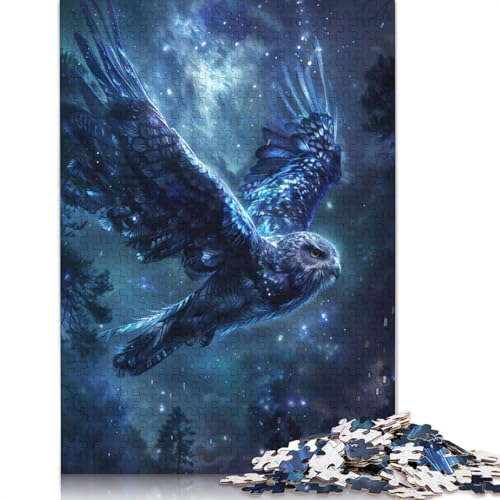 1000-teiliges Puzzle mit Blauer, mysteriöser Eule für Erwachsene und Teenager. Puzzles für Erwachsene, Puzzles für Erwachsene und Teenager. 1000 Teile (75 x 50 cm) von GQmoney