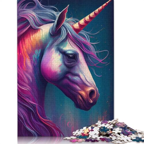 1000-teiliges Puzzle mit Einhorn-Illustration für Erwachsene und Teenager. Puzzles für Erwachsene und Teenager, ab 14 Jahren. 1000 Teile (75 x 50 cm) von GQmoney