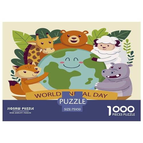1000-teiliges Puzzle mit Erdtieren für Erwachsene – Puzzles für Teenager – Geschenke – Holzpuzzles – Entspannungspuzzlespiele – Denksport-Puzzle 1000 Teile (75 x 50 cm) von GQmoney