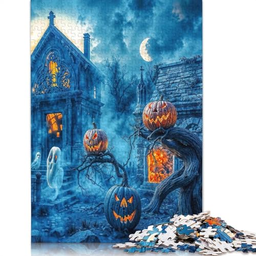 1000-teiliges Puzzle mit Halloween-Friedhofsszene für Erwachsene und Teenager, 1000 Teile (75 x 50 cm) von GQmoney