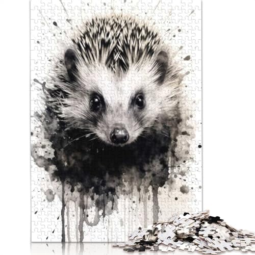 1000-teiliges Puzzle mit Igel-Schönheit und schwarzer Tinte für Erwachsene, Puzzles für Erwachsene, Puzzles, einzigartige Heimdekoration und Geschenke, 1000 Stück (75 x 50 cm) von GQmoney