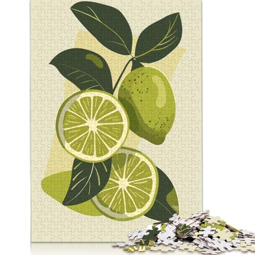 1000-teiliges Puzzle mit Limettenzweig-Illustration für Erwachsene, Puzzle für Erwachsene und Jugendliche ab 12 Jahren, 1000 Teile (38 x 26 cm) < von GQmoney