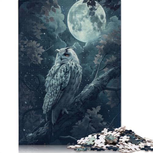 1000-teiliges Puzzle mit Mondschein-Eule, Schwierigkeitsgrad für Erwachsene, Lernspiele, Spielzeug, Familiendekoration, 1000 Teile (75 x 50 cm) von GQmoney