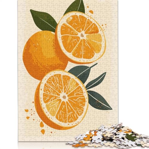 1000-teiliges Puzzle mit Orangenfrucht-Illustration für Erwachsene und Teenager, Papierpuzzle, 1000 Teile (38 x 26 cm) von GQmoney
