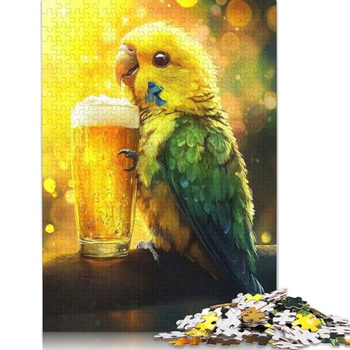 1000-teiliges Puzzle mit Papagei-Prost und Bier für Erwachsene und Teenager, Lernspiele für Zuhause, DIY-Spielzeug, 1000 Teile (38 x 26 cm) von GQmoney