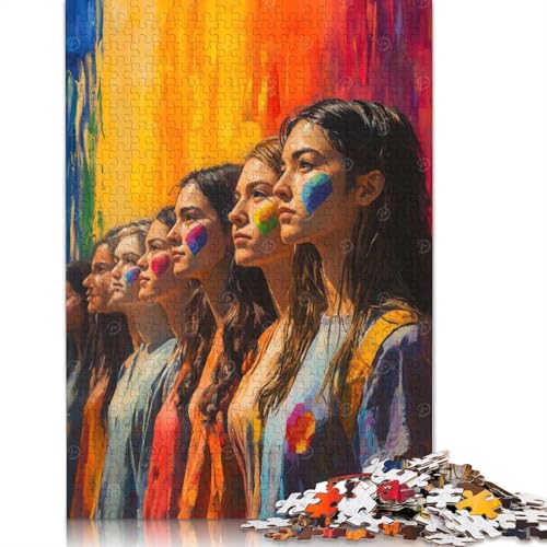 1000-teiliges Puzzle mit Regenbogenherzen für Frauen, für Erwachsene, Puzzle, Puzzle für Erwachsene, Heimdekoration, Puzzle-Spielzeug, 1000 Stück (38 x 26 cm) von GQmoney