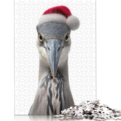 1000-teiliges Puzzle mit Reiher und Weihnachtsmütze für Erwachsene, Papierpuzzle, Puzzle für Erwachsene, 1000 Teile (38 x 26 cm) von GQmoney